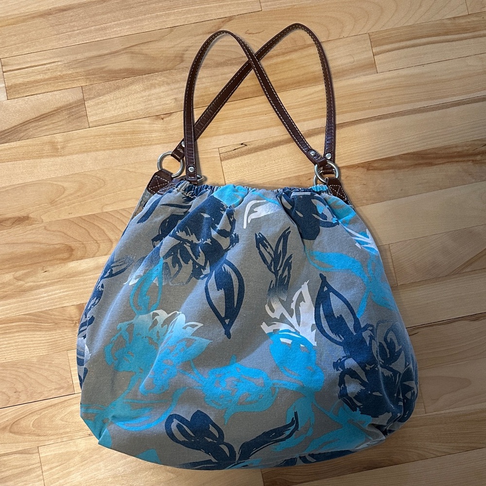 American Eagle Outfitters Floral Blue and Brown Hobo Shoulder Bag